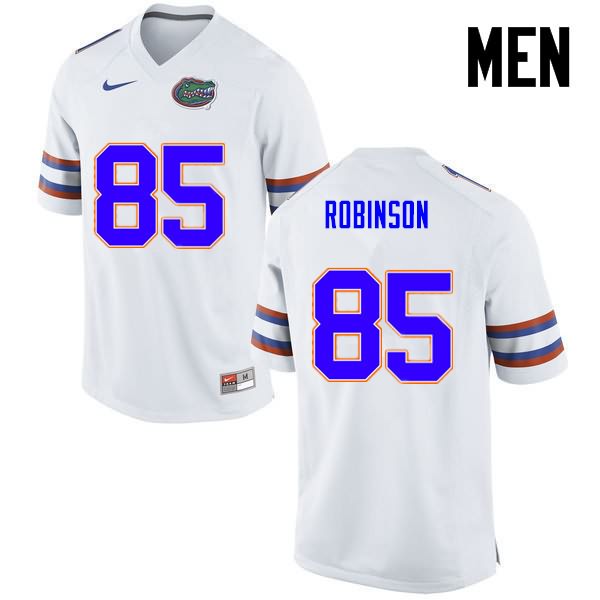 Men's NCAA Florida Gators James Robinson #85 Stitched Authentic Nike White College Football Jersey GCY3665YY